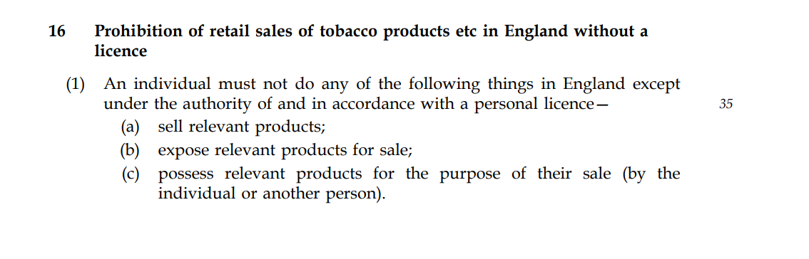 Retail licence